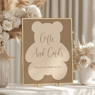 Können kaum warten Beige Baby Shower Geschenke und Poster