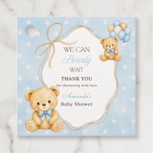 Können kaum warten Blaue Bärchen-Jungen-Baby-Party Geschenkanhänger