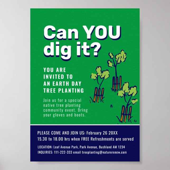 Können Sie es Baumpflanzereignis Erde Day Promo gr Poster (Vorne)