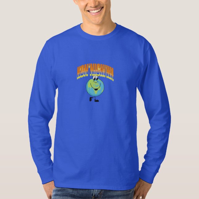 "Kon'nichiwa Global Greetings Smilly Earth T-Shirt (Vorderseite)