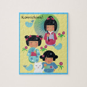 Konnichiwa Japanisches Puzzle für Puppen und Kind