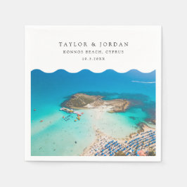 Konnos Beach Wedding Custom Cocktail Napkin Serviette