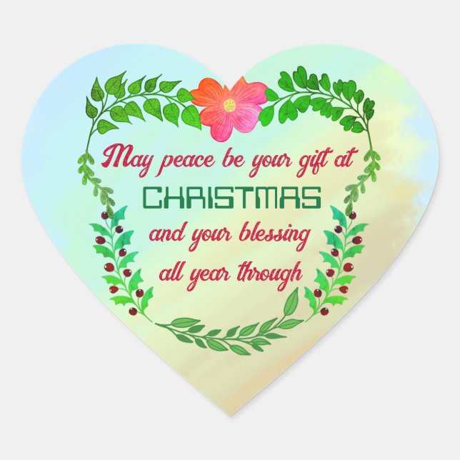 KÖNNTE FRIEDEN SEIN, DASS IHR GESCHENK BEI CHRISTM Herz-Aufkleber (Vorderseite)