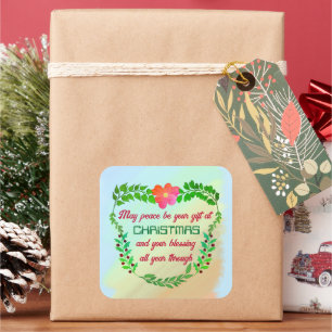 KÖNNTE FRIEDEN SEIN, DASS IHR GESCHENK BEI CHRISTM QUADRATISCHER AUFKLEBER