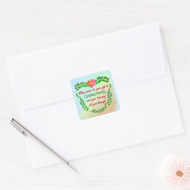 KÖNNTE FRIEDEN SEIN, DASS IHR GESCHENK BEI CHRISTM QUADRATISCHER AUFKLEBER (Umschlag)
