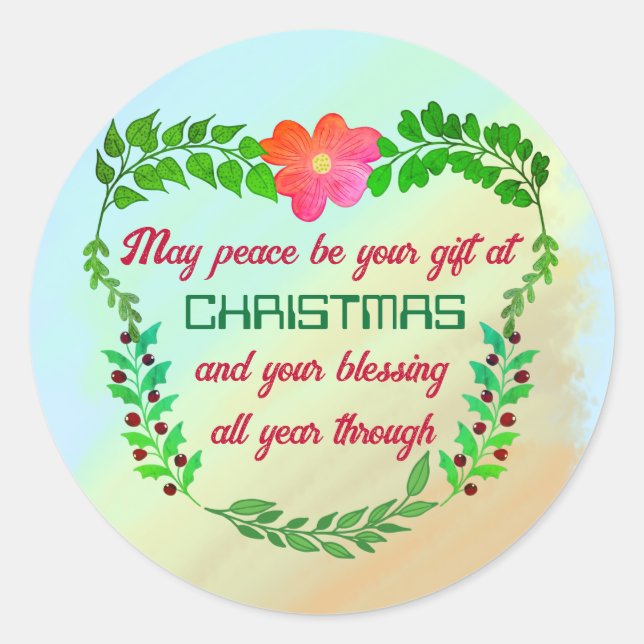 KÖNNTE FRIEDEN SEIN, DASS IHR GESCHENK BEI CHRISTM RUNDER AUFKLEBER (Vorderseite)