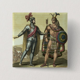 Konquistador mit einem Ureinwohner-Leiter (Farbe Button
