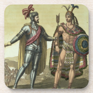 Konquistador mit einem Ureinwohner-Leiter (Farbe Untersetzer