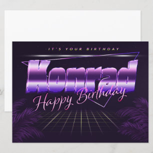 Konrad prénom carte rétro lilas pour anniversaire