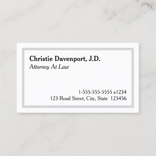 Konservativ, dapper Attorney Business Card Visitenkarte (Vorderseite)