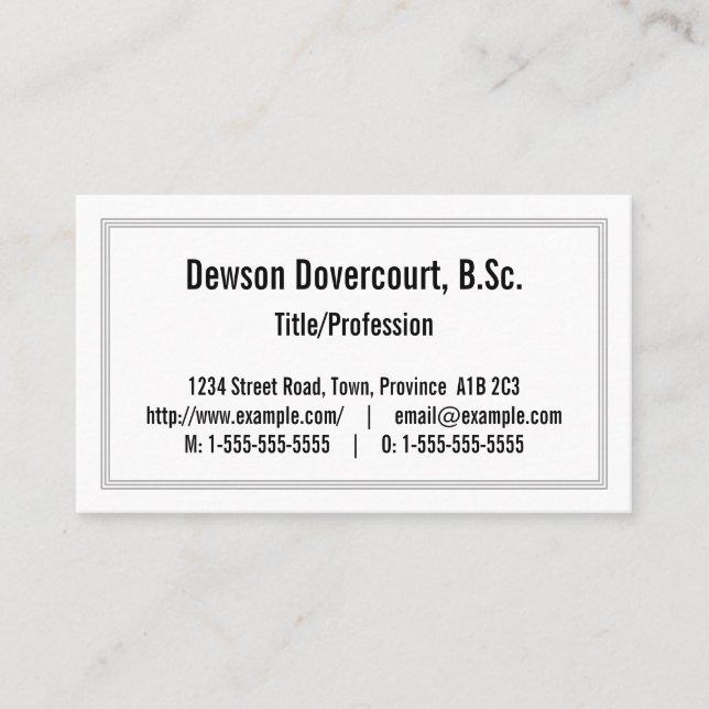 Konservativ, dapper Business Card Visitenkarte (Vorderseite)