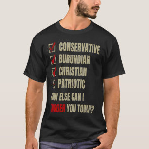 Konservative Burundier Christliche Patriotin T-Shirt