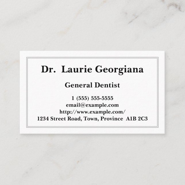 Konservative General Dentist Business Card Visitenkarte (Vorderseite)