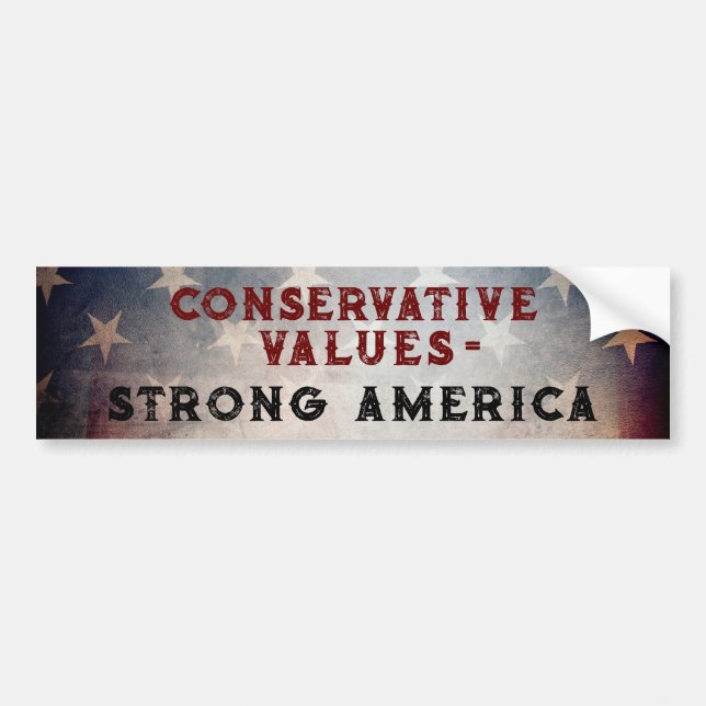 Konservative Werte = Strong America Sticker Autoaufkleber (Vorne)