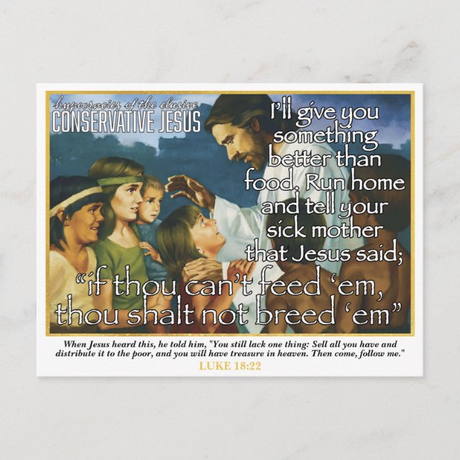 Konservativer Jesus, der den Armen hilft Postkarte (Vorderseite)