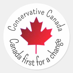 Konservatives Kanada. Kanada zuerst, ein Wechsel.  Runder Aufkleber