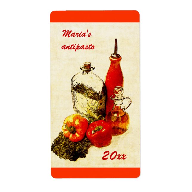 Konservenmarke für Antipasto oder geröstete Paprik (Vorne)