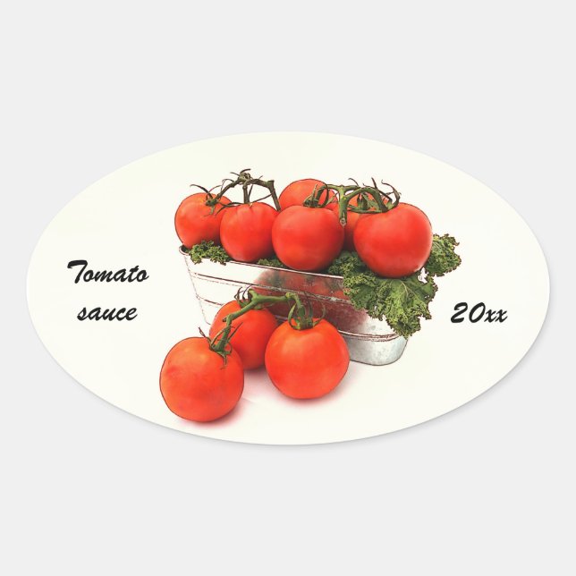 Konservenmarke für Tomatensauce Ovaler Aufkleber (Vorderseite)