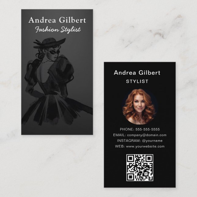 Konsignationsboutique-Shop, Mode-Modell-QR-Code Visitenkarte (Vorne/Hinten)