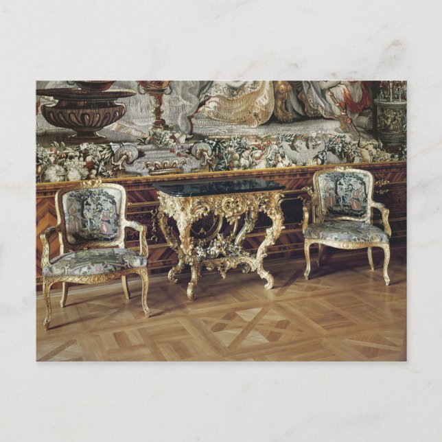 Konsoltisch und zwei Sessel, 1745 Postkarte (Vorderseite)
