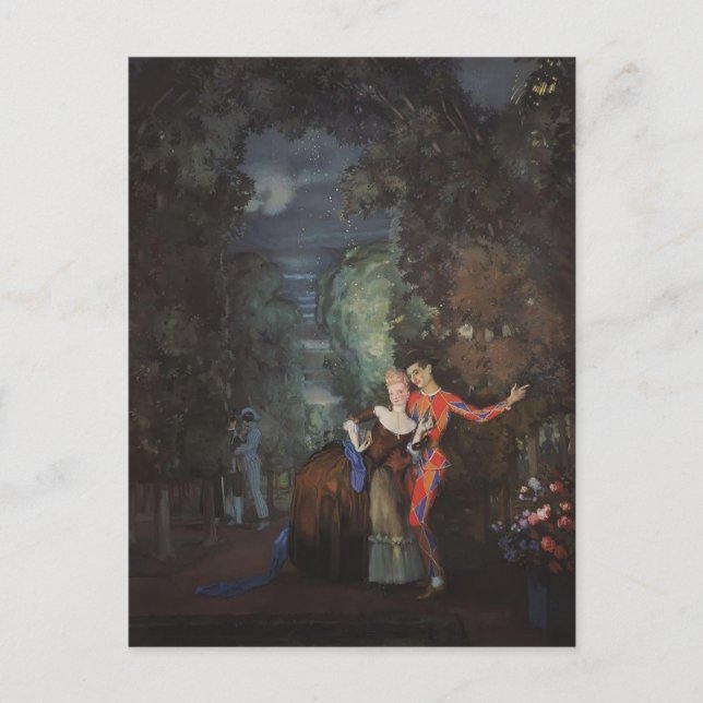 Konstantin Somov- Lady und Harlequin Postkarte (Vorderseite)