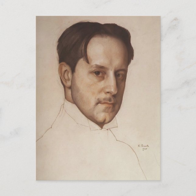 Konstantin Somov - Portrait von M. Dobuzhinsky Postkarte (Vorderseite)