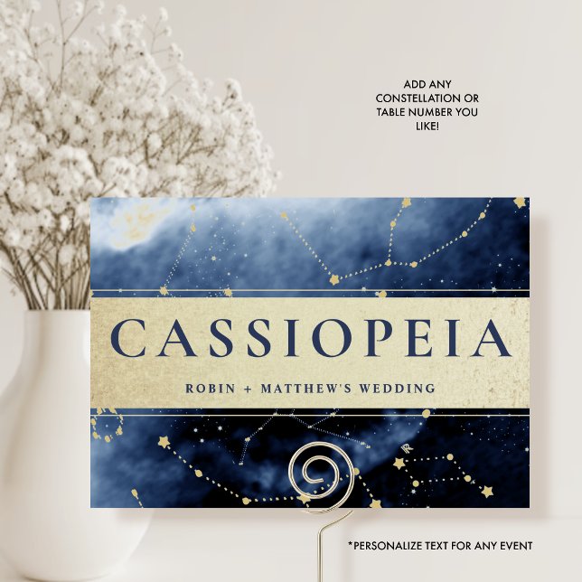Konstellation Cassiopeia (oder Andere) Blau Gold Tischnummer (Von Creator hochgeladen)