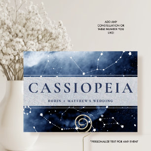 Konstellation Cassiopeia (oder andere) Blau, Silbe Tischnummer