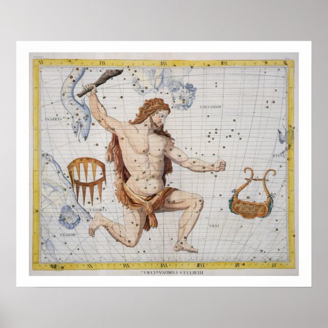 Konstellation Herkules mit Corona und Lyra, PL Poster (Vorne)