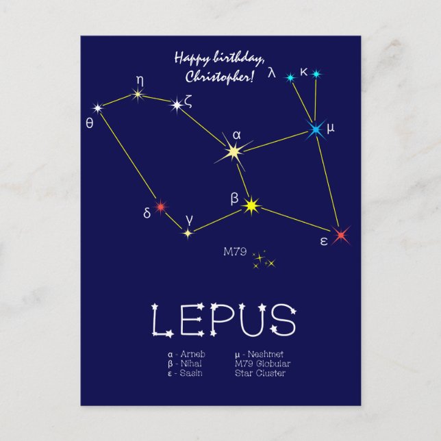 Konstellation Lepus Postkarte (Vorderseite)