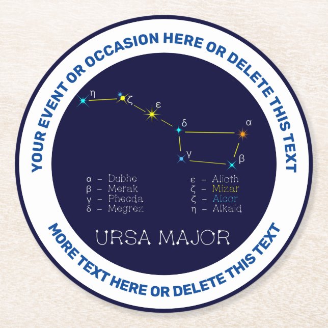 Konstellation Ursa Major Runder Pappuntersetzer (Vorderseite)