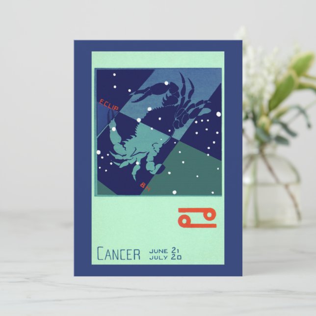 Konstellation von Krebskranken Vintage Zodiakastas (Stehend Vorderseite)