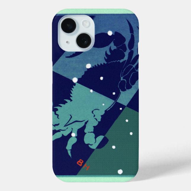 Konstellation von Krebskranken Vintage Zodiakastas iPhone 15 Hülle (Rückseite)