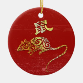 Konstellationszeichen für Ratten Chinesisches Horo Keramik Ornament