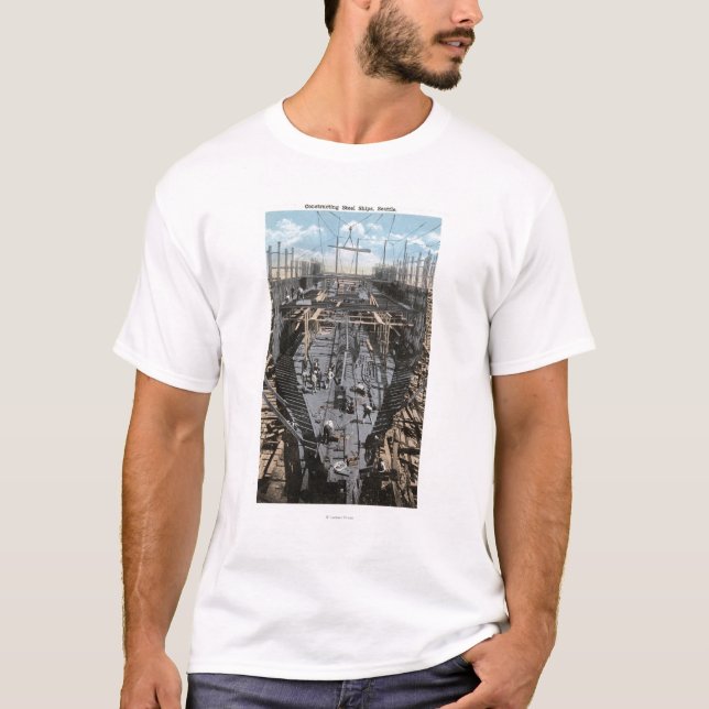 Konstruieren einer Stahlschiffs-Szene T-Shirt (Vorderseite)