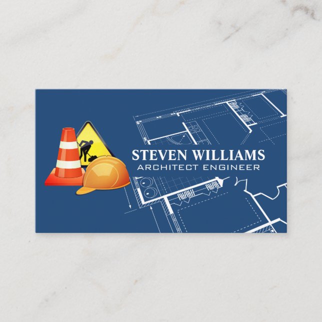 Konstruktion | Blueprint Business Card Visitenkarte (Vorderseite)