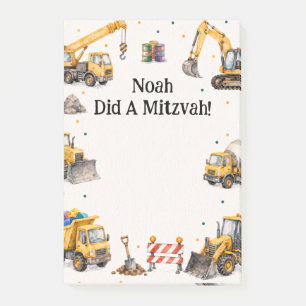 Konstruktion LKW Jungen Personalisierte Mitzwa Post-it Klebezettel