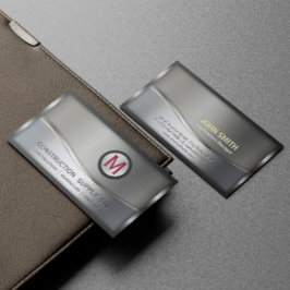 Konstruktion Metalle Gerahmt Monogramm Silbermetal Visitenkarte