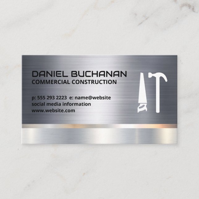 Konstruktion | Metallisch | Logo "Saunenhammer" Visitenkarte (Vorderseite)