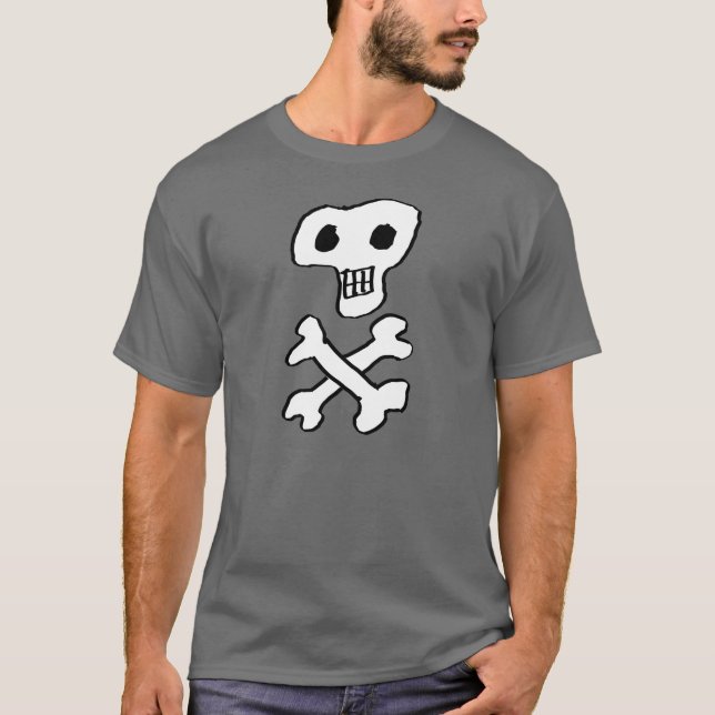 Konstruktion von Schädel und Kreuzknochen T-Shirt (Vorderseite)