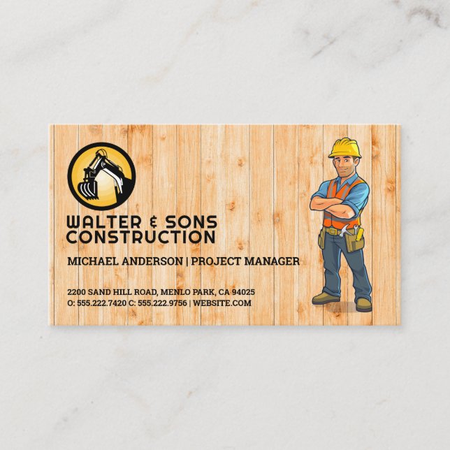 Konstruktionslogo | Blue Collar Worker Visitenkarte (Vorderseite)