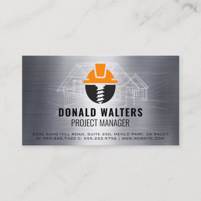 Konstruktionslogo | Konzept | Metall Visitenkarte (Vorderseite)