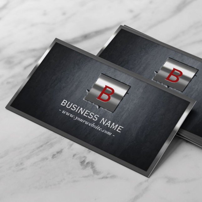 Konstruktionsmetall Gerahmt Modernes Monogramm Visitenkarte (Von Creator hochgeladen)