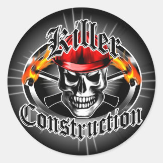 Konstruktionsrahmen 3 mit Red Hard Hat Runder Aufkleber