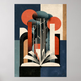 Konstruktivistischer Lesewald Geometrischer Buchli Poster