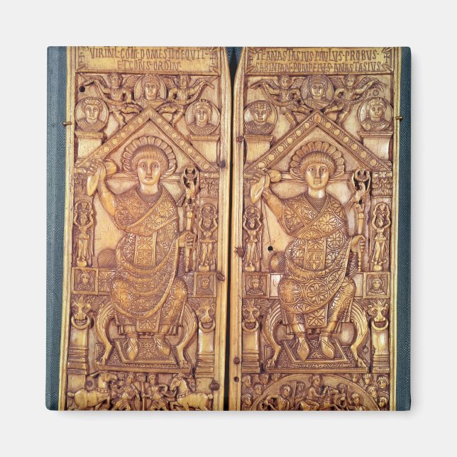 Konsulardiptych Anastasius geschnitzt Magnet (Vorne)
