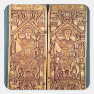 Konsulardiptych Anastasius geschnitzt Quadratischer Aufkleber