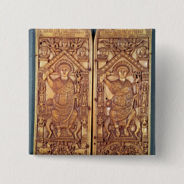 Konsulats- Diptych Anastasius geschnitzt Button (Vorderseite)
