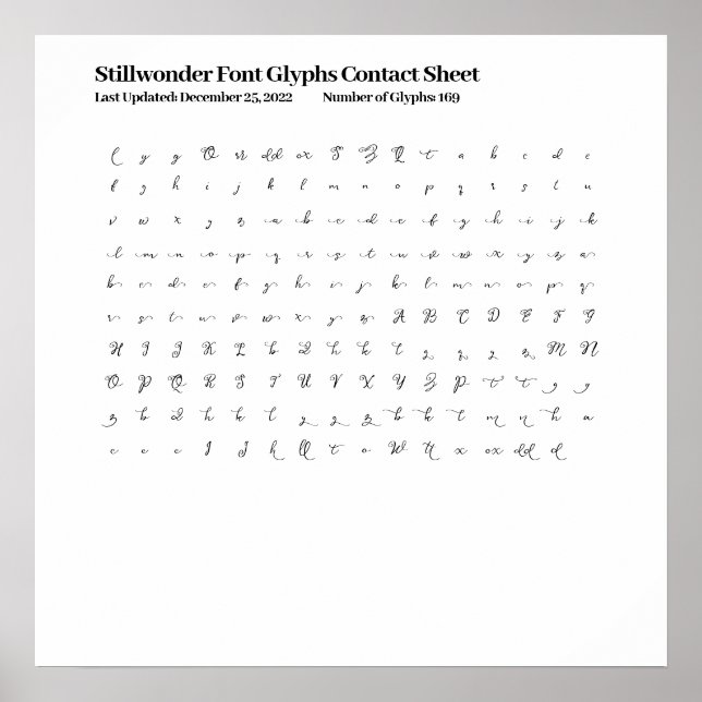 Kontaktformular für Schriftart Glyphen Poster (Vorne)