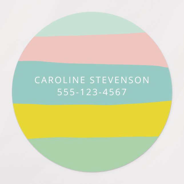 Kontaktinformationen zum Retro Pastel Wavy Strip I Etiketten (Design 1)